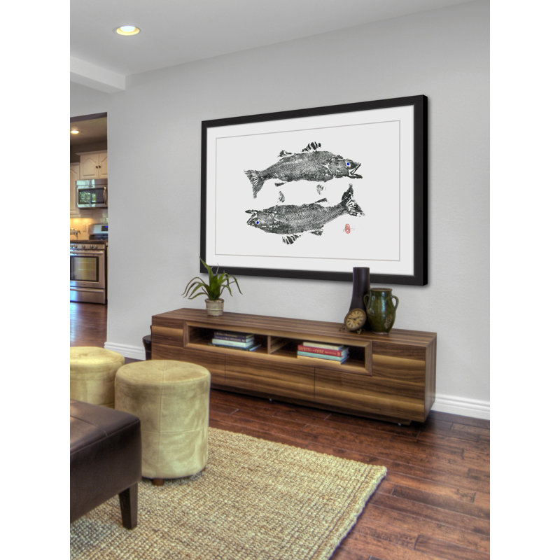 « sea bass », reproduction d’art encadrée, H 24 po x l 36 po x P 1,5 po