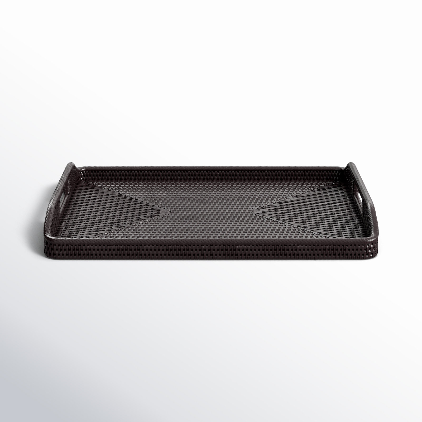 Grayton Rectangular Ottoman With High Handles Serving Tray, Tudor Black, 1" H x 17" W x 12" D