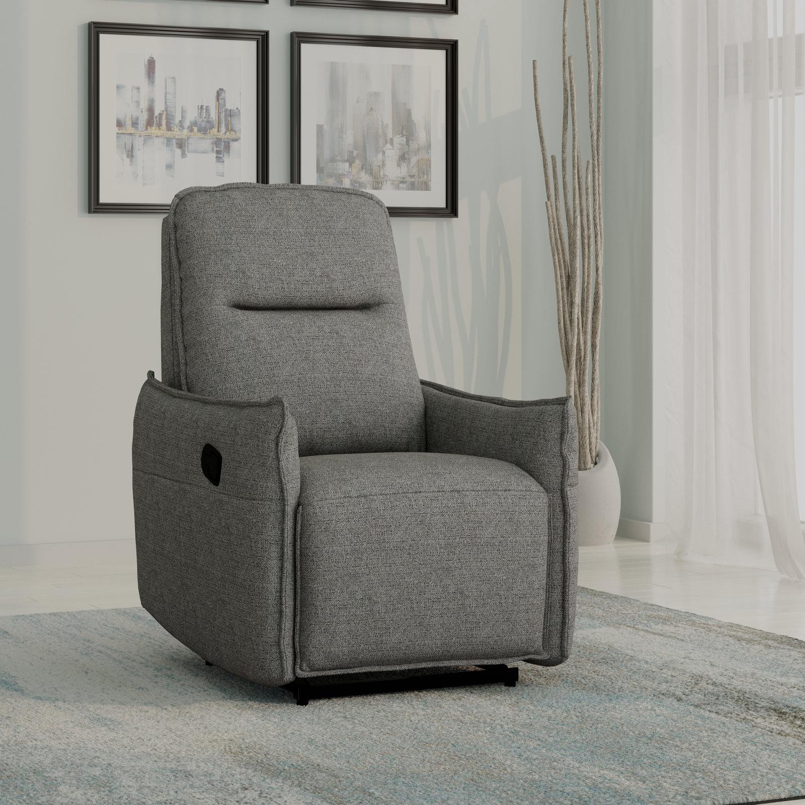Jonali Reclining Accent Chair, Gray Polyester