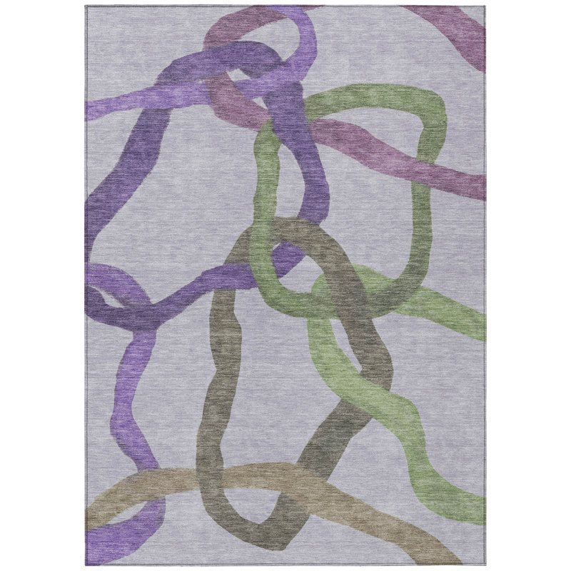 Machine Washable Indoor/Outdoor Lanning ACN2394 Abstract Rug, Rectangle 9' x 12'