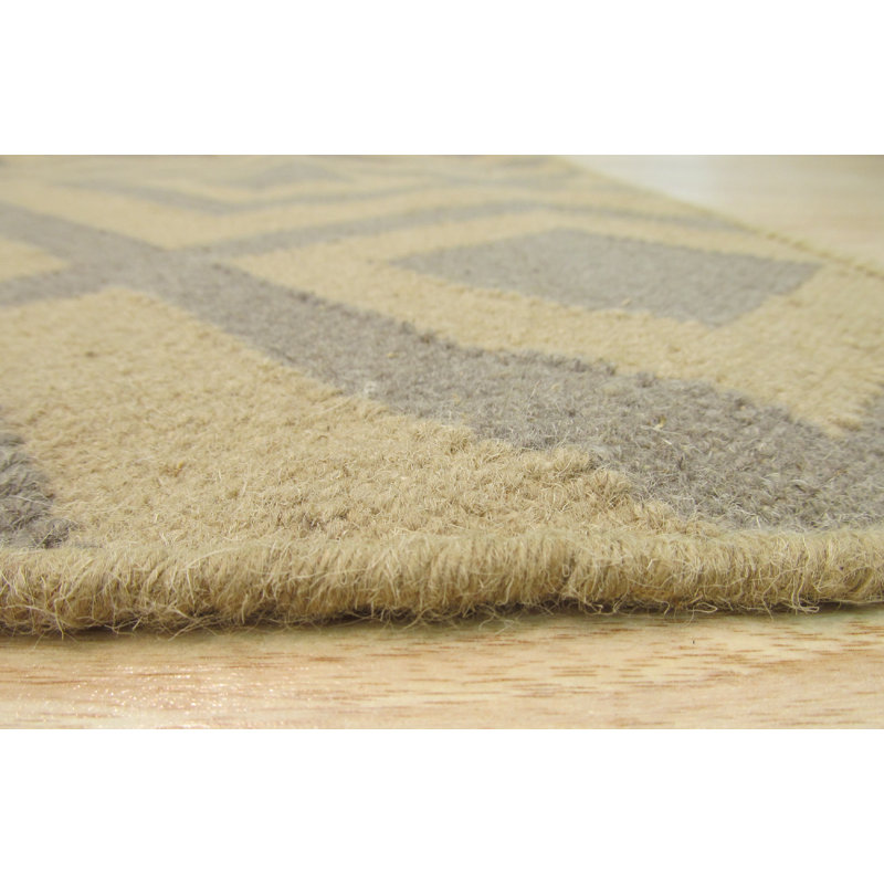Tapis beige en laine tissé à plat Tessier, 5 pi x 8 pi