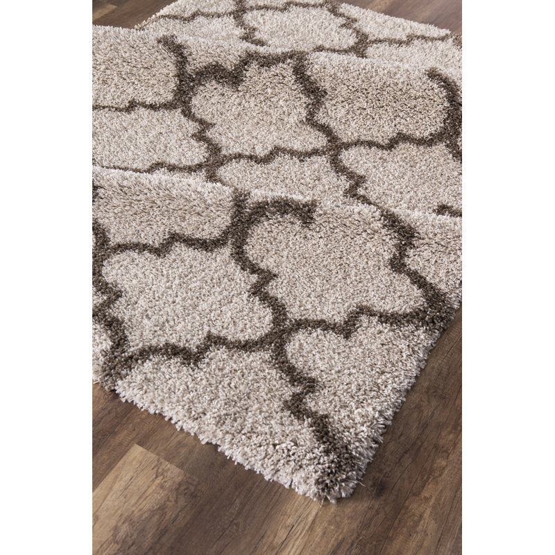 Tapis beige à poils longs Popp, Rectangle 5 pi 3 po x 7 pi 3 po
