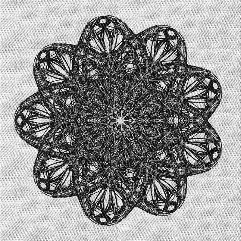 Tapis noir/blanc tissé à la machine, Carré 8 pi