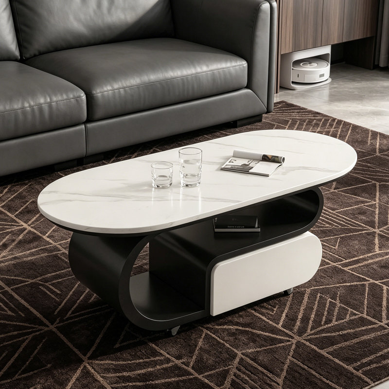 Table basse mobile avec rangement en ardoise, 17.71" H x 47.24" W x 23.62" D