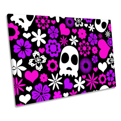 Candy Skull Urban Graffiti - Wrapped Canvas Art Prints