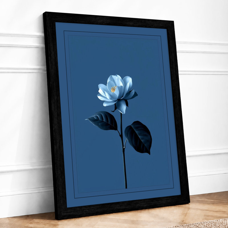 Pale Blue Bloom Botanical - Framed Print, A1 - 84.1 x 59.4 cm, Black
