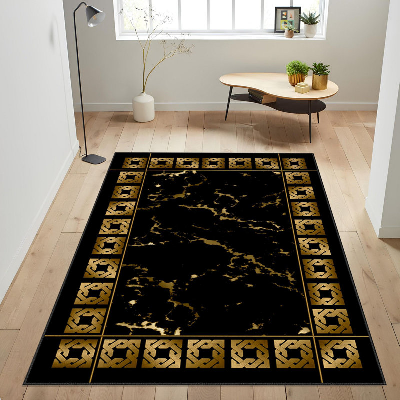 Premium Woven Carpet, 3.3 x 4.6 Feet | 100% Polyester, 740 g/m² | Non-Slip Felt Dot Underside, Machine Washable at 86°F, 0.16 Inch Pile Height | Stylish Digital Print, Easy to Clean, Perfect for Any Room