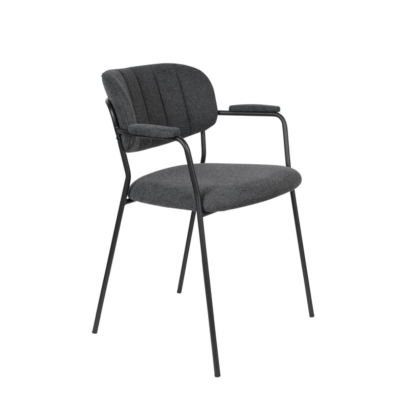 Fauteuils de salle à manger Jolien, Gris foncé, Noir