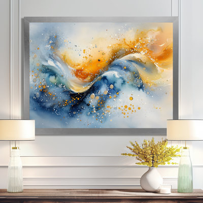 Blue Yellow Dream Lines IV - Abstract Collages Canvas Print