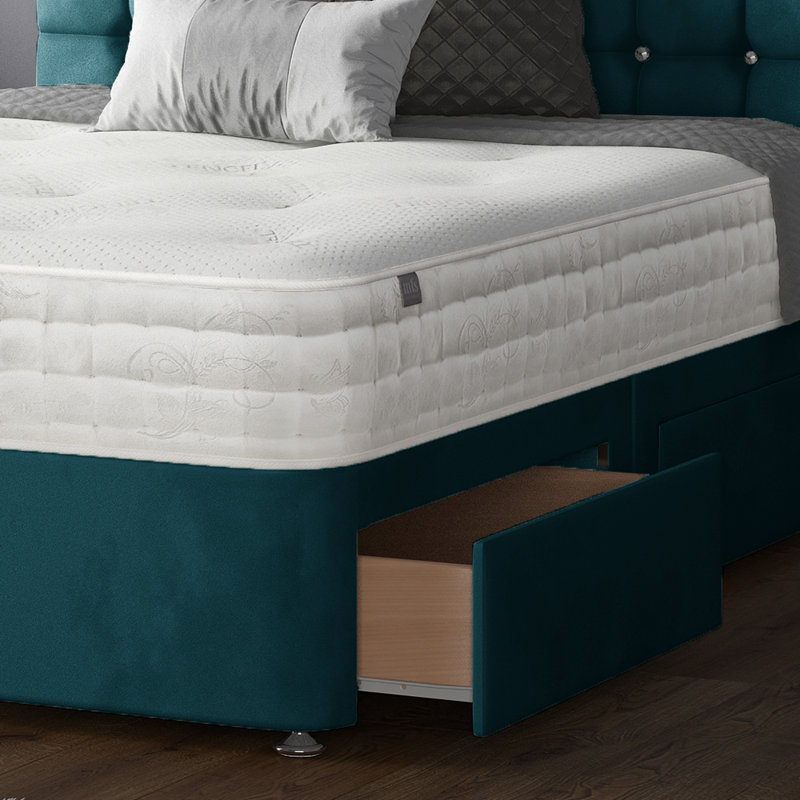 Galarza Divan Bed Base, Small Double (4'), Mallard, 4 Drawers