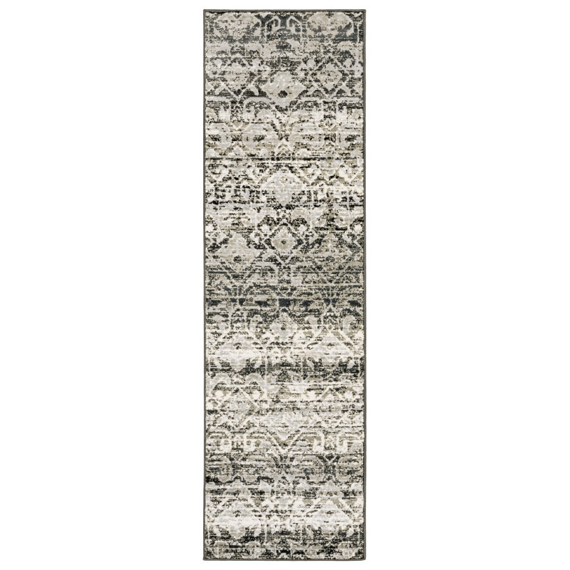 Tapis bleu marine / noir Laurie, Tapis de couloir 2 pi 3 po x 7 pi 6 po