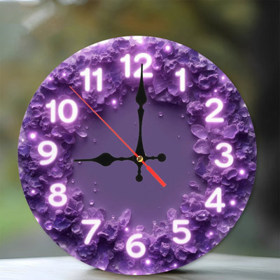 Chiffres de l'horloge en cristal mauve