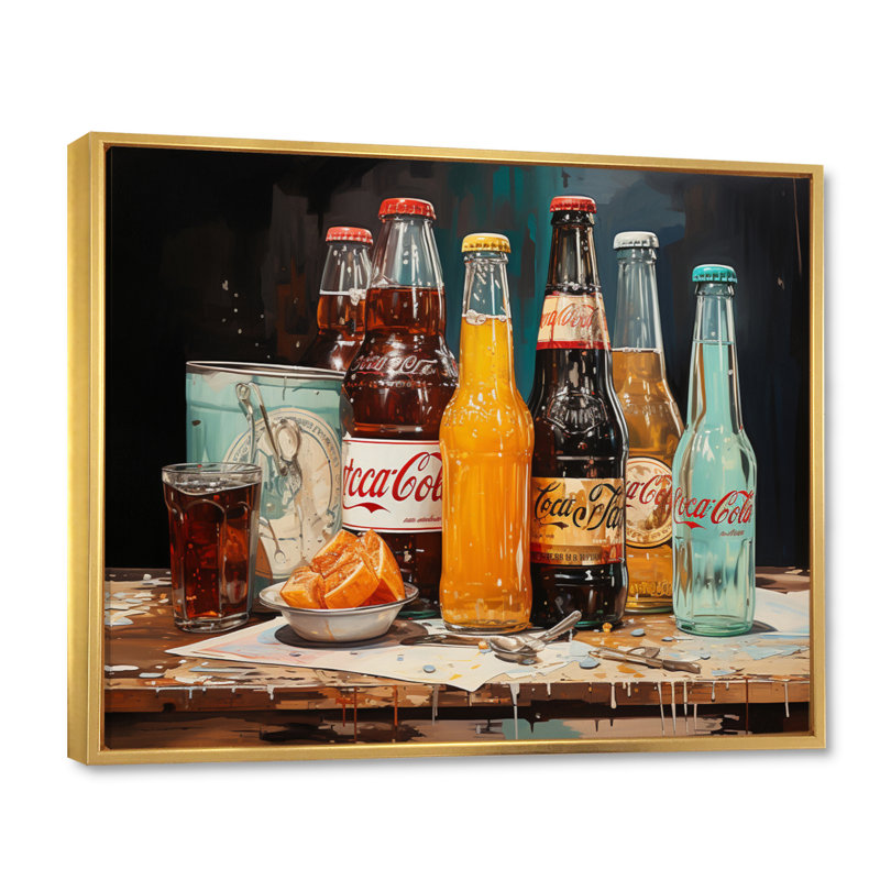 Vintage Soda Harmony II - Food & Beverage Canvas Art Print, H 12 po x l 20 po x P 1 po, Cadre flottant doré