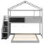 Lit superposé simple au dessus d'une chambre double avec escalier de rangement et tableau noir, gris-129523316