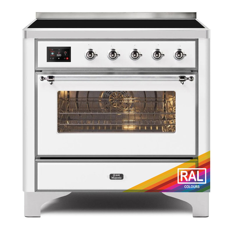 ILVE Majestic II Series 36 inch Induction Range with 5 Induction Elements (Glass Door), RAL/Chrome