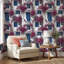 Papier peint floral bleu méditerranéen-1542255137