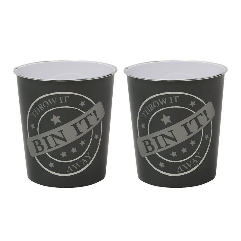 JVL Polypropylene WITH SILVER METAL TRIM ON TOP Decorative Bin