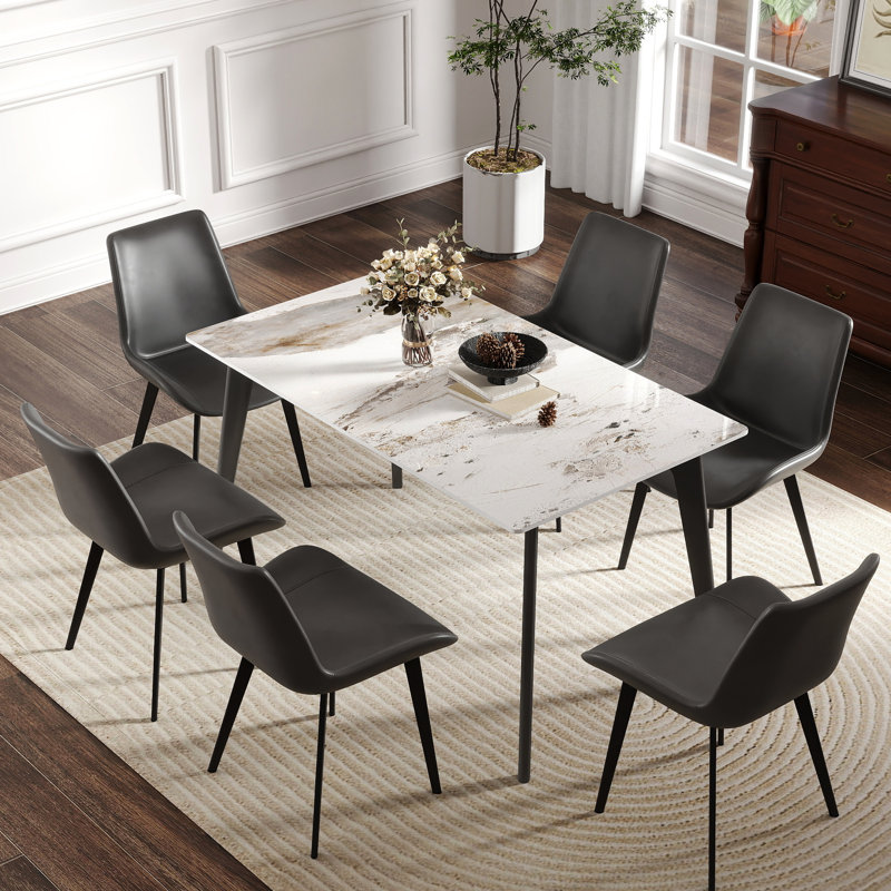Table de salle à manger Modern, H 29,41 po x l 55,5 po x P 31,32 po, White