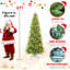 Arbre de Noël mince de 7 pi avec 400 lumières DEL chaudes - 1180 pointes en PE + PVC, conception à charnières peu encombrante, installation facile, support en métal robuste - arbre à crayons réaliste pour les petits espaces-1729931153