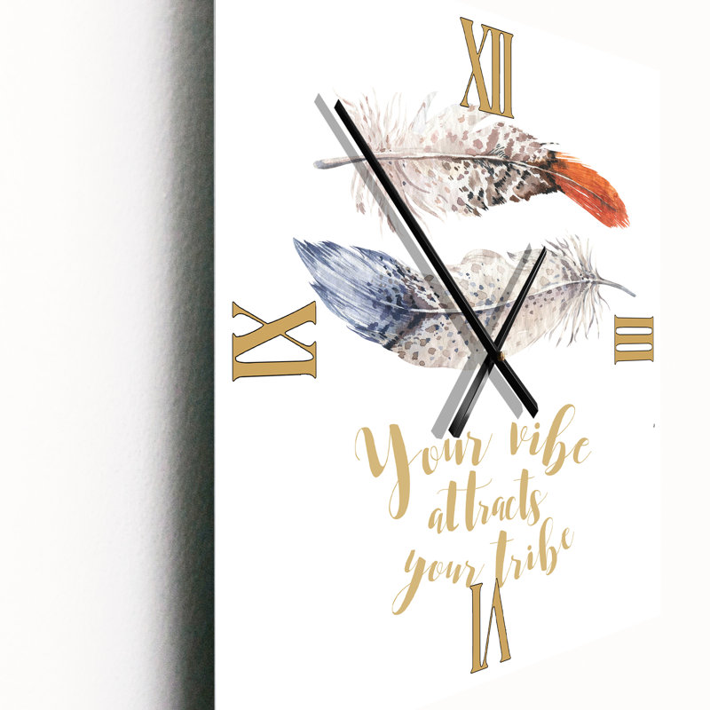 Horloge murale «Two Feathers Your Vibe attire votre tribu», Grand