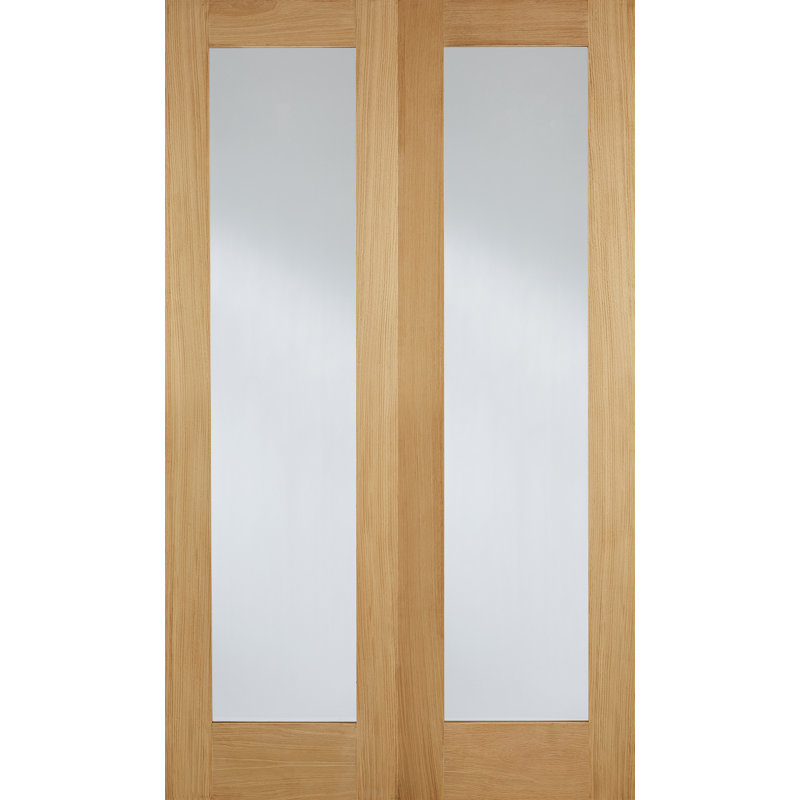 Pattern 20 Glazed Oak Internal Door Pair, 198.1cm H x 1524cm W x 4cm D