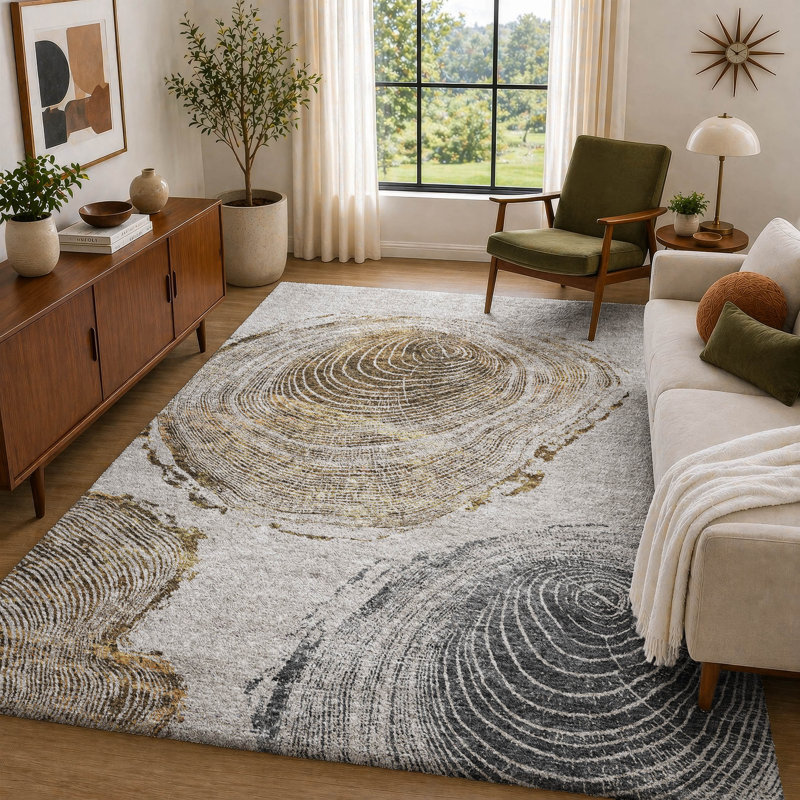 Tapis grain de bois de qualité supérieure lavable à la machine Dream Shag ADS713, Taupe, 3 pi x 5 pi