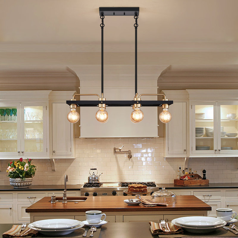 Lustre rectangulaire pour îlot de cuisine 6 lumières Geistown