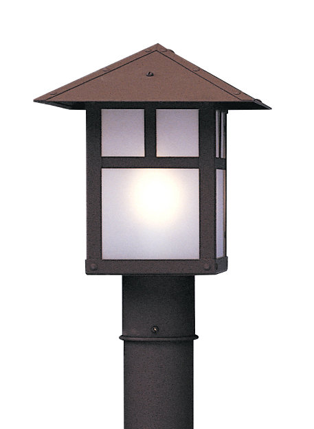 Evergreen 1 - Light Lantern Head, T-bar, Rustic Brown, Frosted