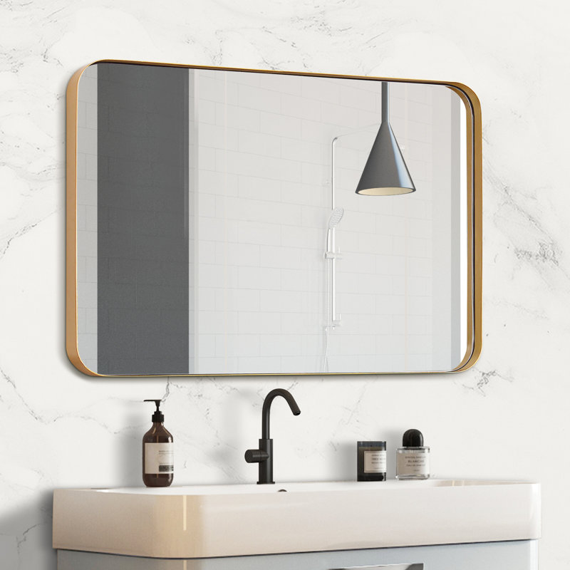Eitzen Rectangle Wall Mirror High-Strength Tempered Glass and  Stainless Steels Framed Wall Mirror Accent Mirror, 40" x 30"