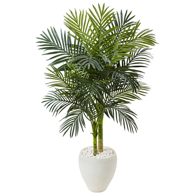 54'' Faux Palm Tree in Stone Planter