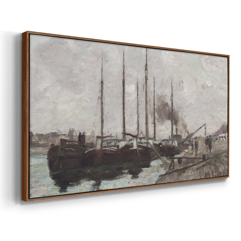 Nautical Series-CCDCLXVI - Toile tendue avec châssis encadré - Prêt à être accroché, H 17 po x l 33 po, Noyer