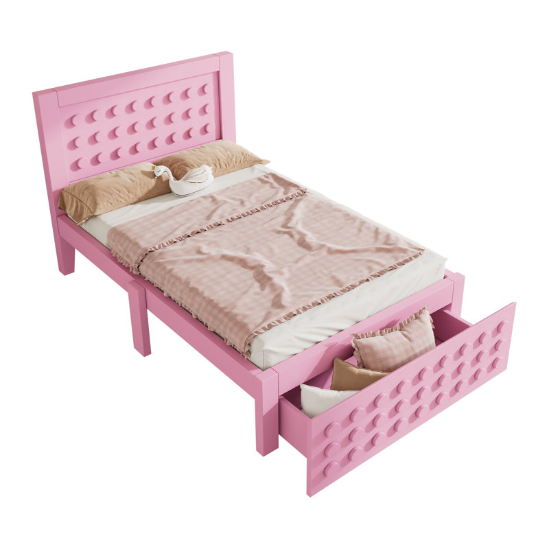 Solid Wood Bed, Pink