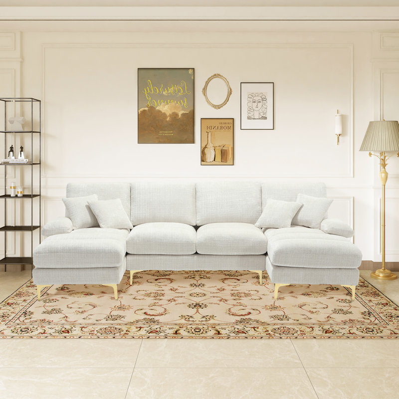 Canapé modulaire en chenille Aredale, Chenille beige
