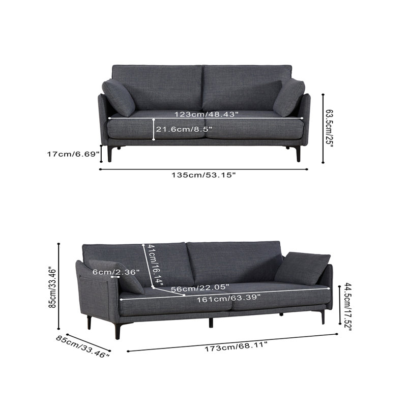 Canapé convertible polyvalent avec rangement dissimulé et fonctions avancées pour le salon, 33.46" H x 68.11" W x 33.46" D