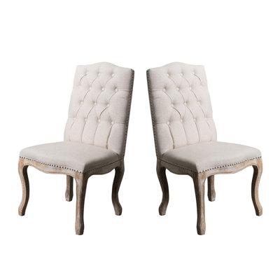 2 Dining Chair - Beige Fabric, , Wood Legs, Fashionable Design Of 2 Chairs Elegant Design,