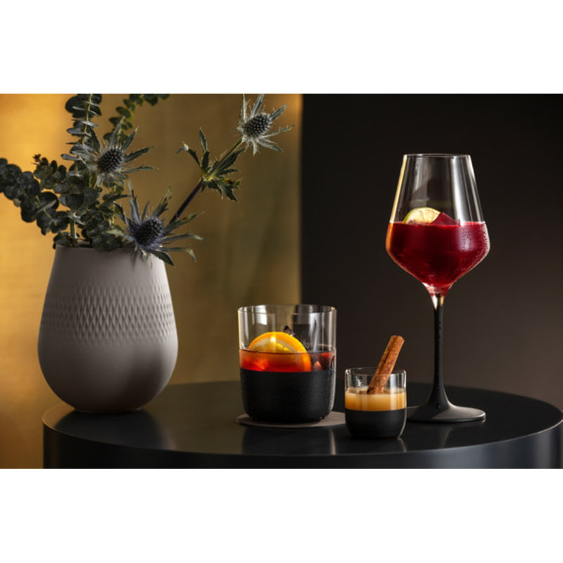 Villeroy & Boch Manufacture Rock Collection Whiskey Glass Set, Set of 4, Crystal Glass with Matte Black Base, Made in Europe, Capacity 8.5 oz