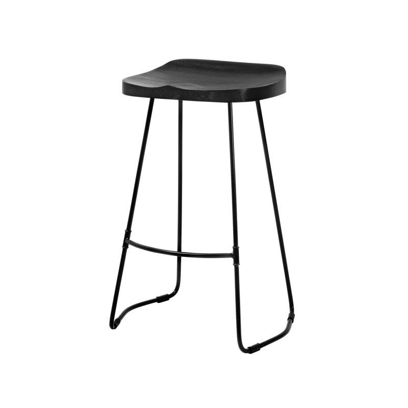 Derk Solid Wood Kitchen Counter Bar Stool, Black, Counter Stool (68.5 cm Seat Height)