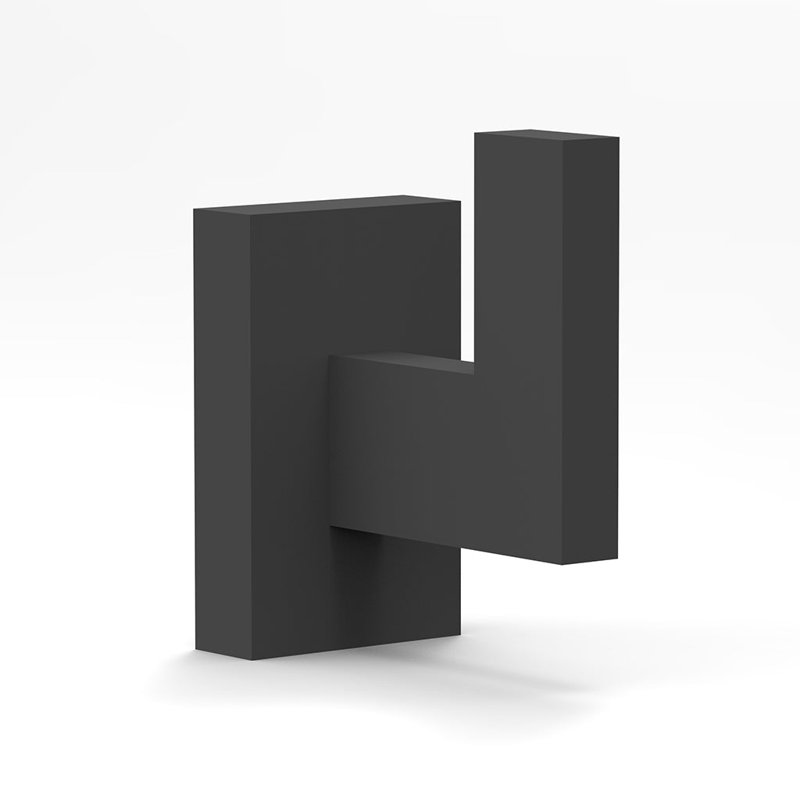 Devon Hook - Wall Mount - 3" Stainless Steel/Matt Black, Matte Black