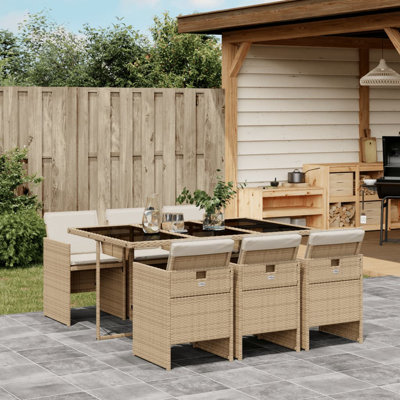 Hokku Designs 5 Piece Patio Dining Set With Cushions Brown Poly Rattan