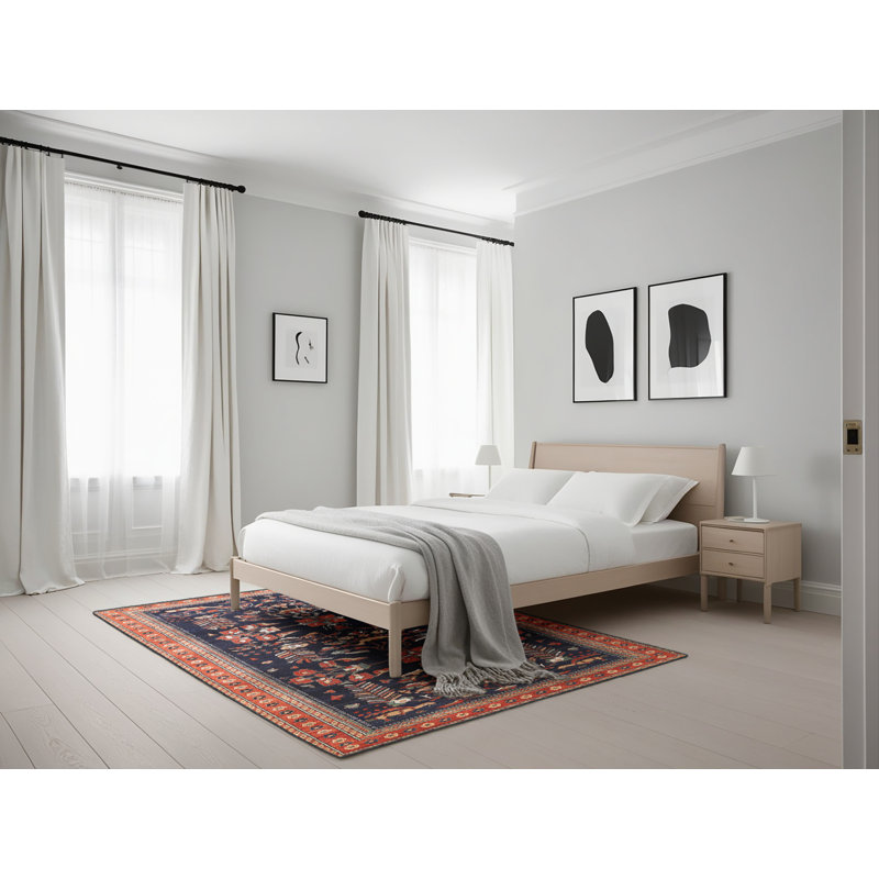Tapis noir / brun à motif oriental, Rectangle 5 pi x 7 pi