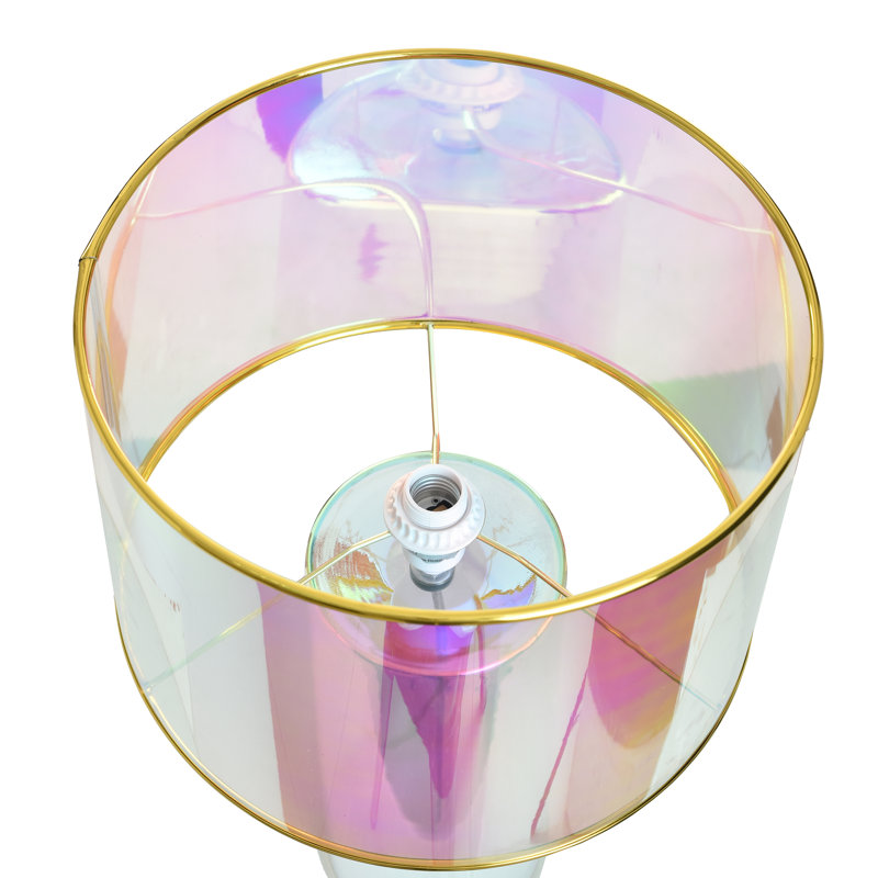 Glass Table Lamp - Margot Iridescent Pink Finish - Pearlescent Pink Shade