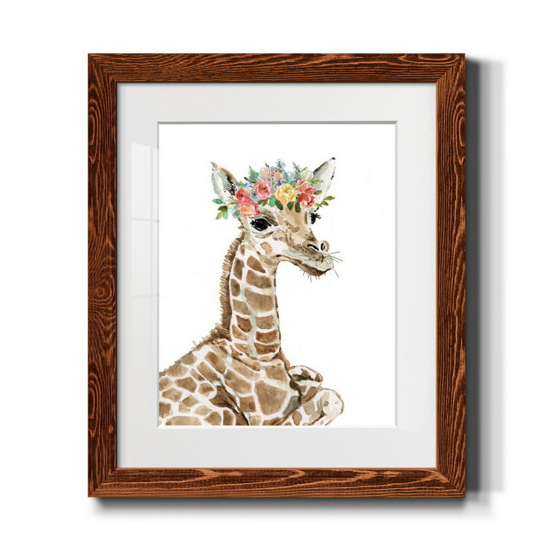 Savannah Giraffe - Reproduction d'art sur papier encadrée, H 20 po x l 17 po x P 1,5 po, Érable