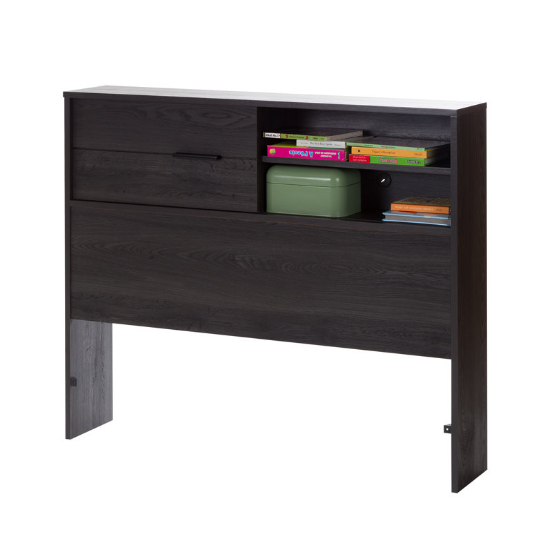 Tête de lit-bibliothèque pour lit simple Fynn, Chêne gris