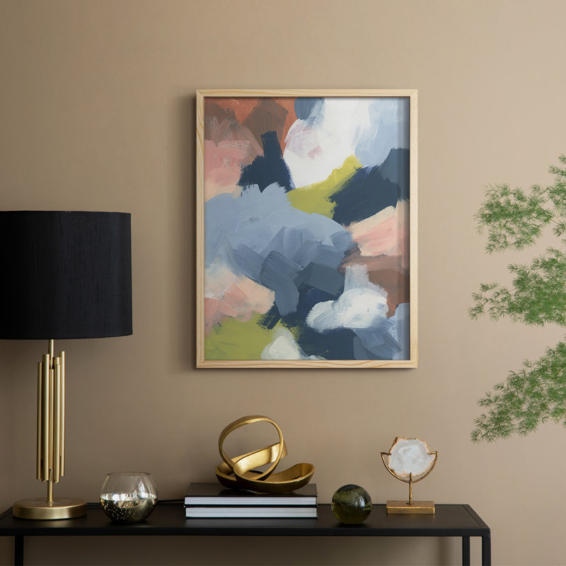 «Soft Indigo Atmosphere I», reproduction encadrée - bois massif