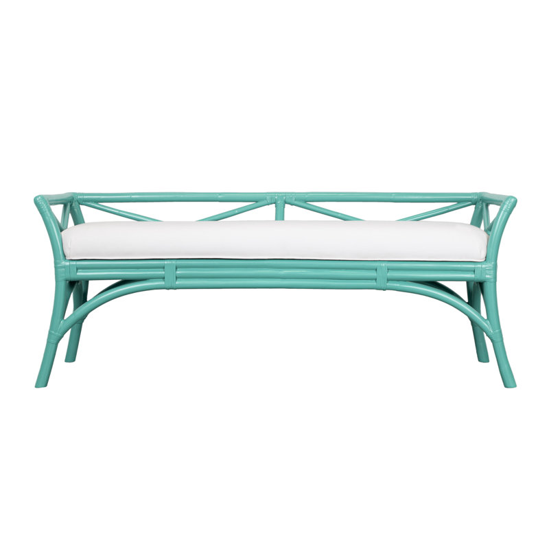 Wicker Bench, Turquoise