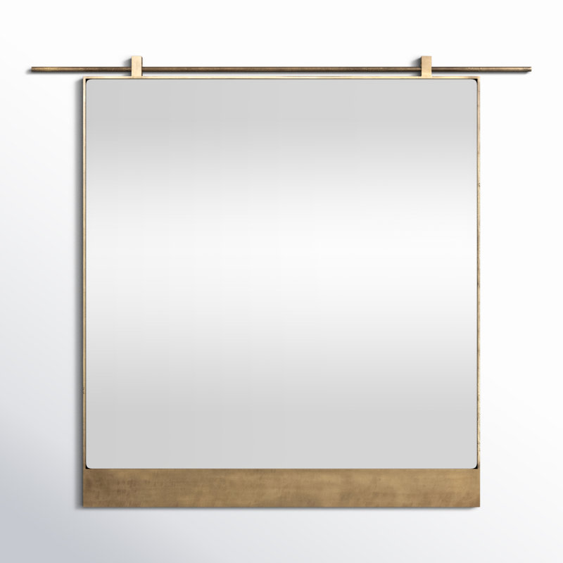 Chico Flat Metal Wall Mirror, 45" x 50", Antique Brass
