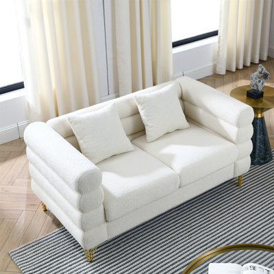 60Inch Oversized 2 Seater Sectional Sofa Sectional Sofa with 2 PillowsUpholstered Sofa
