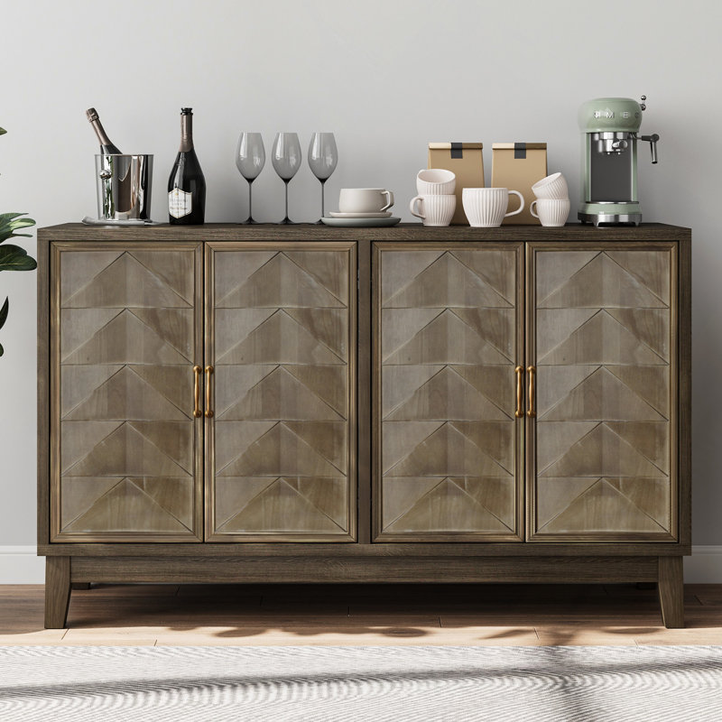 Buffet vintage avec rangement, grand buffet d'appoint avec 4 portes, armoire de rangement avec console de rangement, pour la cuisine, le salon, le couloir ou le vestibule