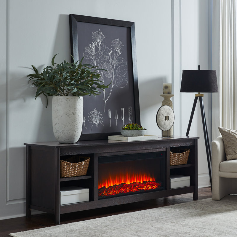 Kells 81" Electric Fireplace TV Stand, Dark Oak