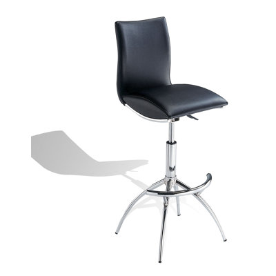 Modern Barstool /Chrome Adjustable Height In Black Color